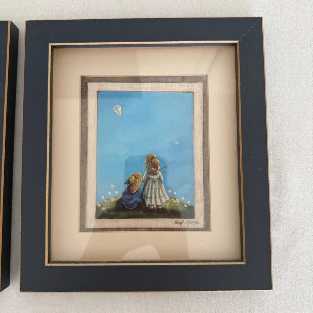 Sean Ahearne Children in Bonnets Bubbles Kite  Set of 2 Pictures‎ Framed Gallery